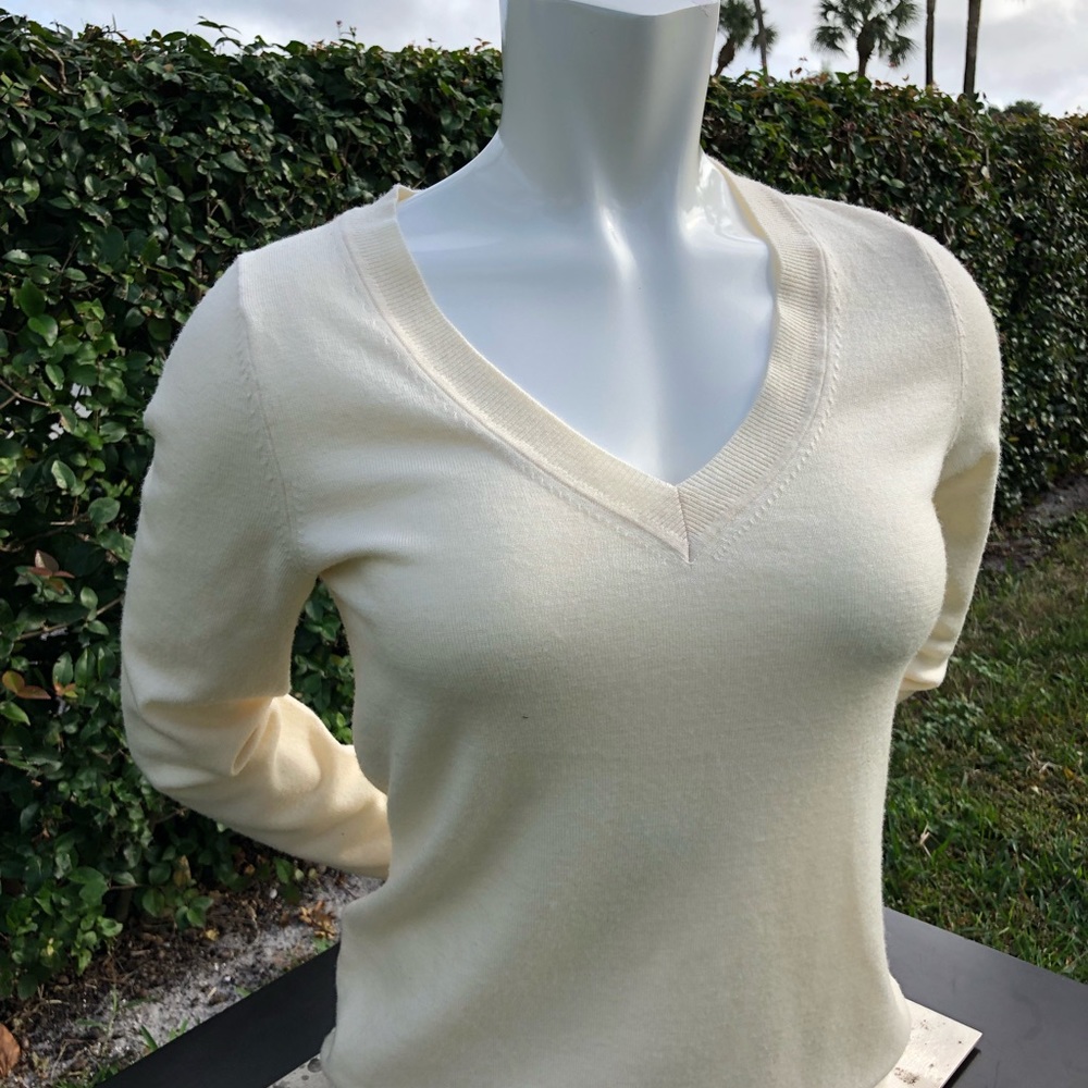 BANANA REPUBLIC FINE MERINO WOOL V-NECK SWEATER